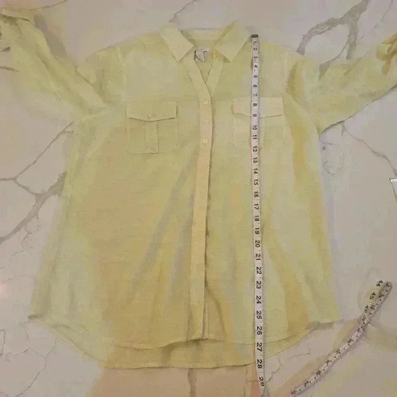 Chicos Womens Sheer Long Sleeve Button Down Shirt Light Lime Green Size Large - Picture 4 of 7